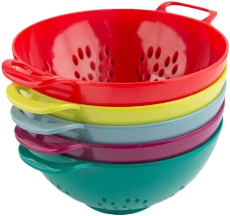 Heavy Duty 6 Inch Food Colander,Large Capacity Vegetable Strainer with Double Handles,Plastic Multipurpose Fruit Draining Basket for Kitchen(Purple)