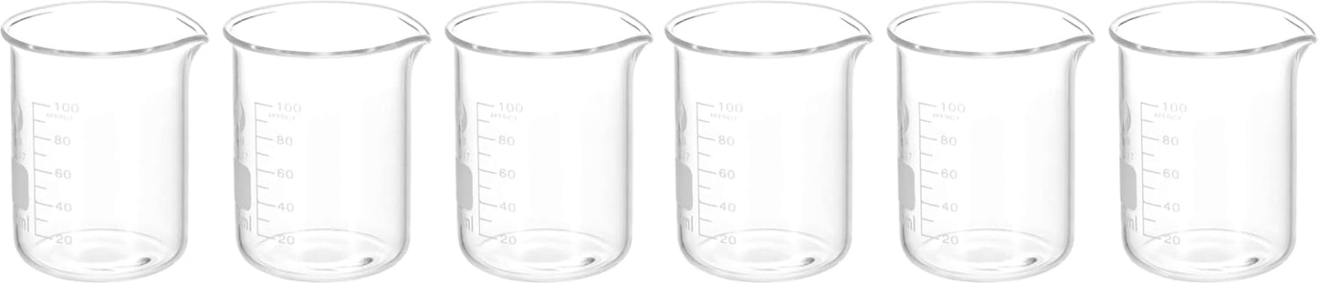 PATIKIL 3Pcs 10ml Low Form Glass Beaker, 3.3 Borosilicate Glass Graduated Printed Scale Measuring Cups with Spout for Kitchen Lab Liquids