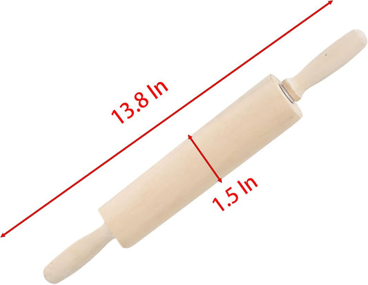Rolling Pin, 13.8 Inch Wood for Kneading the Dough of Baking Bread, Pizza, Cookie, Noodles (L)