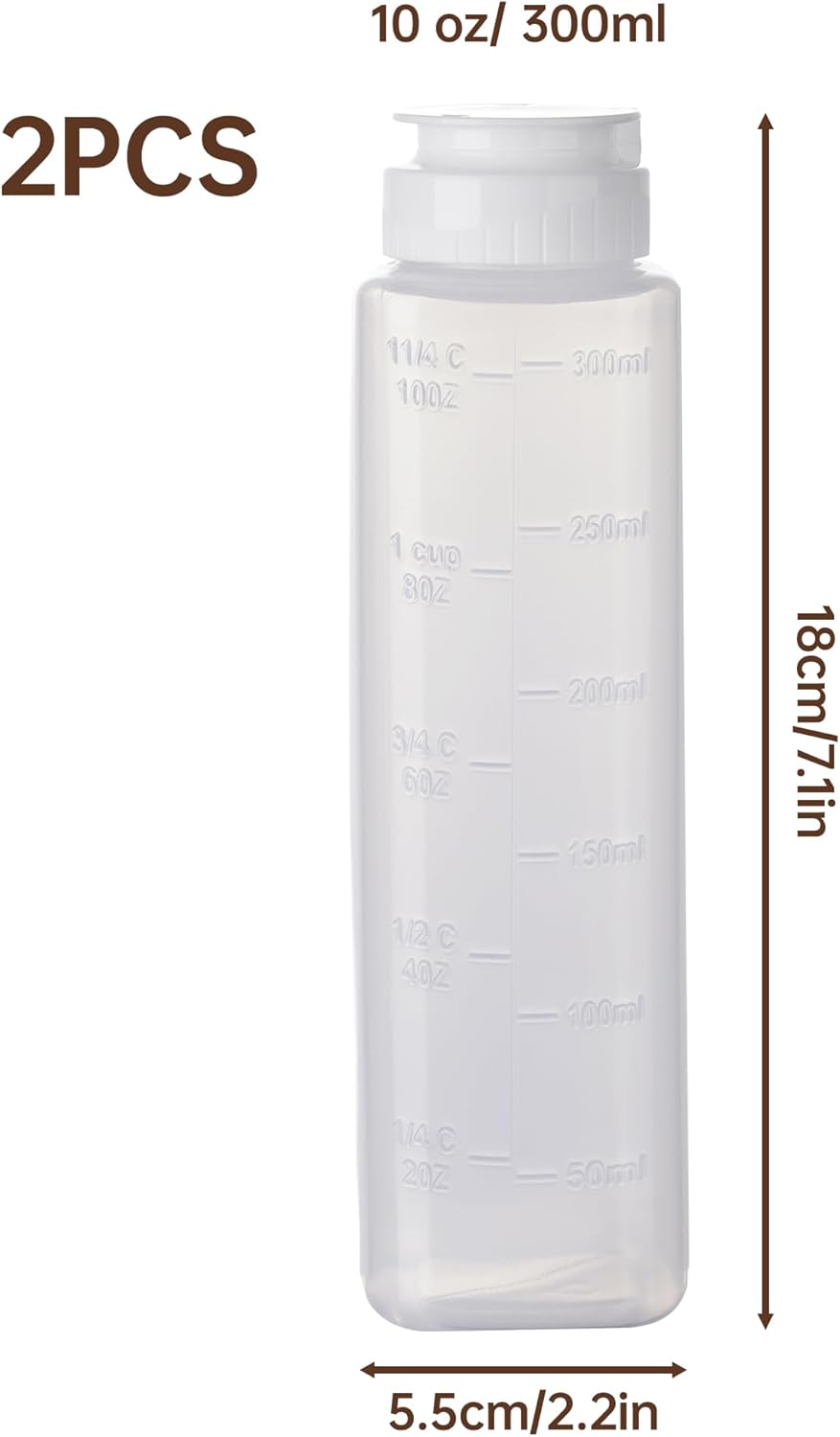NiHome No Drip Honey Dispenser, 10 oz BPA-Free - Superior Leak-Proof Design Ensures Precise, Mess-Free Pouring with a Simple Squeeze. Perfect for Honey, Syrup, Ketchup & More(2PCS)