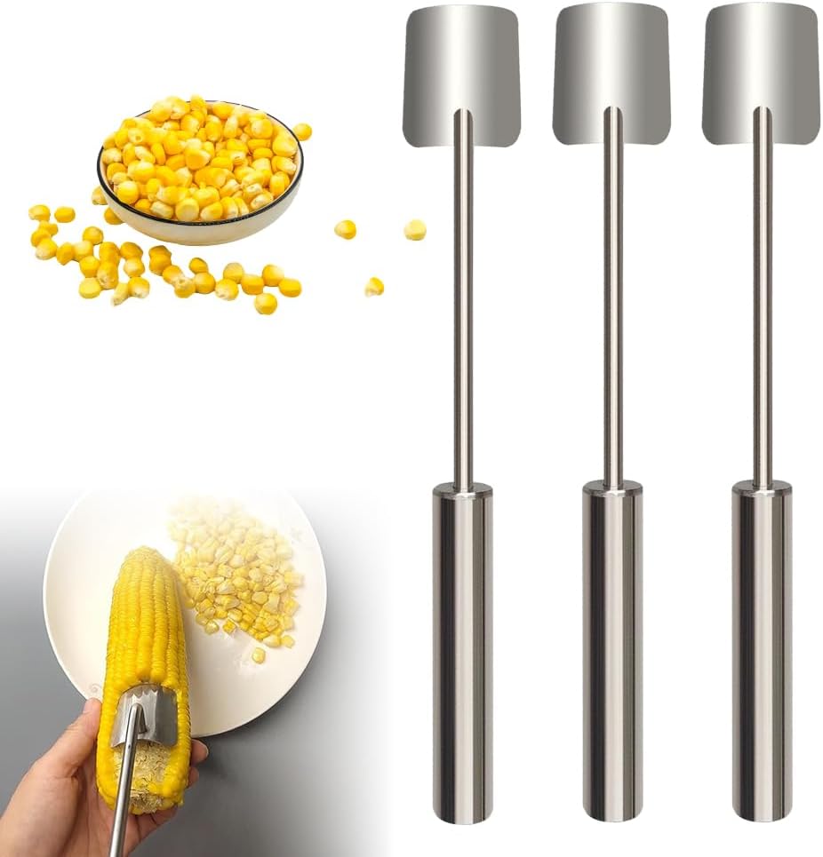 Corn Peeler for Corn on The Cob Stripper Tool, 2025 New Long Handle Stainless Steel Corn Stripper Tool, Quick Corn Kernel Remover Tools for Kitchen Use (1PC)