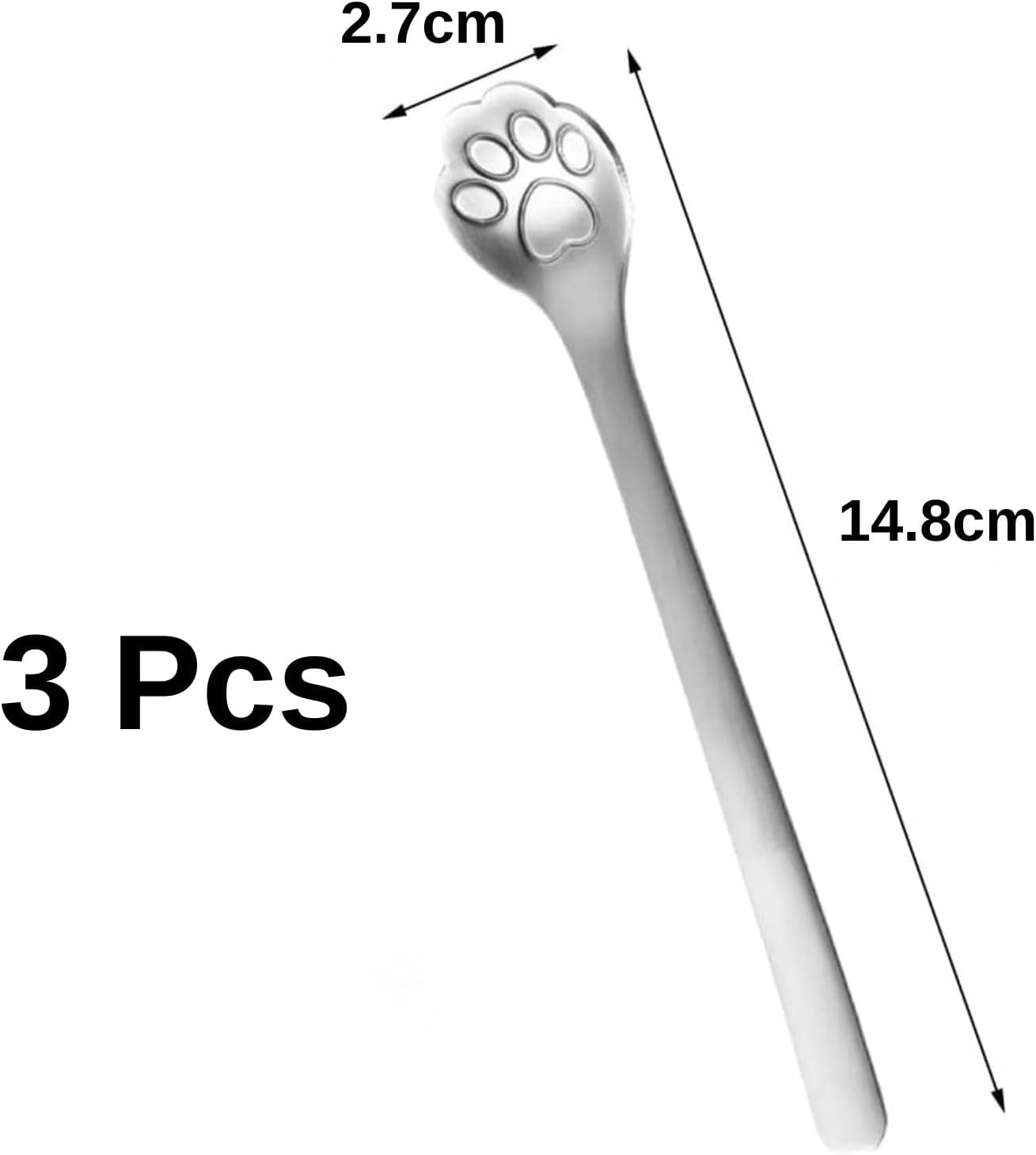 3 Pcs Cat Paw Spoon Stainless Steel Cat Paw Coffee Spoons Milk Drink Stirring Spoon Cat Cartoon Dessert Spoons Set for Ice Cream Coffee Milkshakes Juice Tea