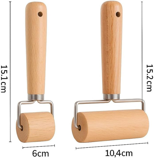2 PCS Rolling Pin Mini, Small Wooden Pastry Roller for Pizza, Cookie, Dumpling, Tortilla, Non-Stick Surface with Comfort Grip Handle