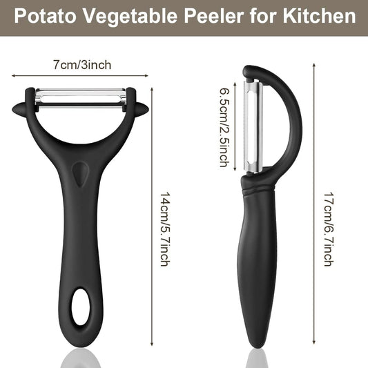 AUAUY 2PCS Potato Peeler, Y-Shaped Swivel Vegetable Peeler, Fruit Peeler for Kitchen, Non-Slip Grip Peeler, Ergonomic Handle Sharp Blade Stainless Steel Peeler(Green, Black)