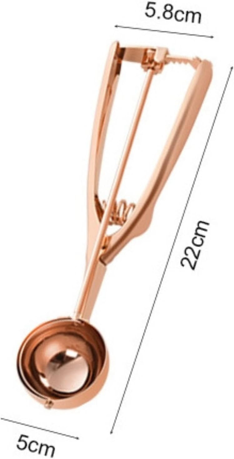 Rose Gold Ice Cream Scoop & Cookie Scoop for Baking – Stainless Steel Melon Baller with Trigger, Medium (M)