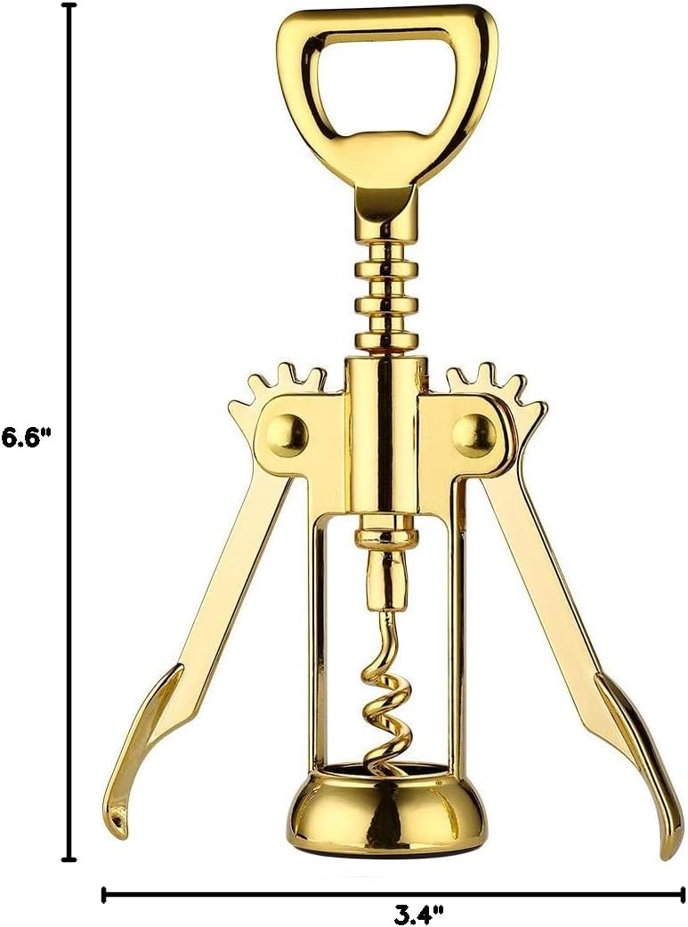 JXS Simple Wing Corkscrew Gold Wine Opener and Beer Opener, Multifunctional Wine Corkscrew Opener