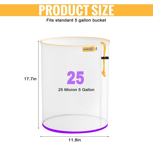 5-Gallon All-Mesh Filter Bag 45Micron, Fast Drainage, Fast Filtration, Reusable Strainer Bag for Hydroponic Vegetables, Herbal Tea, and Ice Filtration