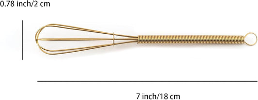 Mini Whisks 7 inch 4Pcs Stainless Whisk, Hand Egg Mixer for Flour Cake Egg, Kitchen Cooking Baking Use Whisk (Gold)