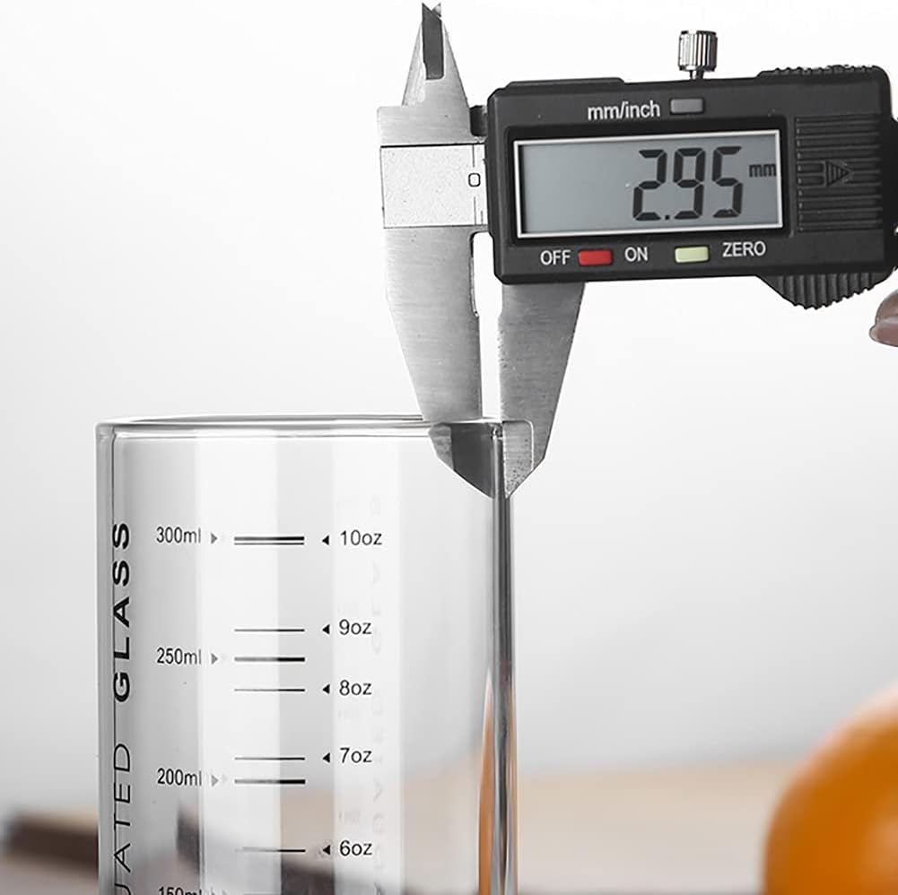 Glass Measuring Cup 10 Oz For Milk,Juice,Milkshake, vegetable, coffee, salad, ice cream (Black) (Black)