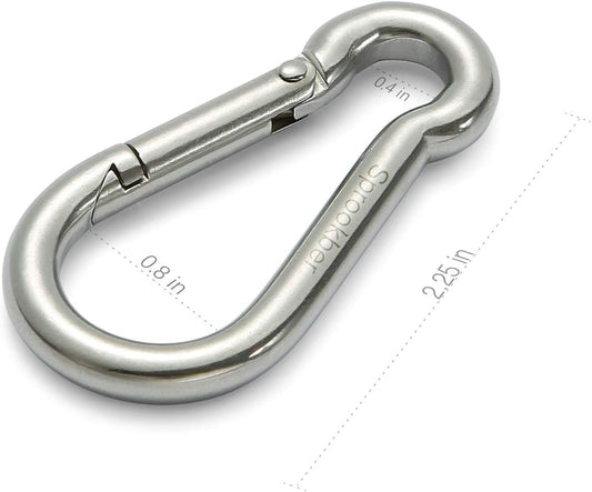 sprookber Stainless Steel Spring Snap Hook Carabiner - 304 Stainless Steel Clips, Set of 6