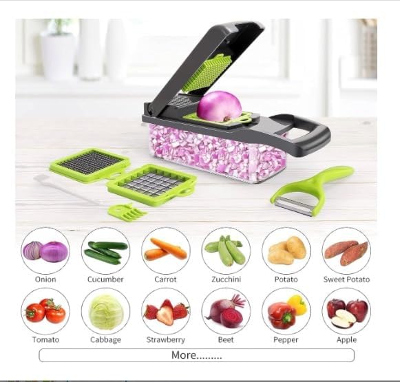Vegetable Chopper 10-in-1 Onion Chopper with Container, Veggie Dicer Cutter Slicer, Food Chopper Kitchen Tool with Blades.