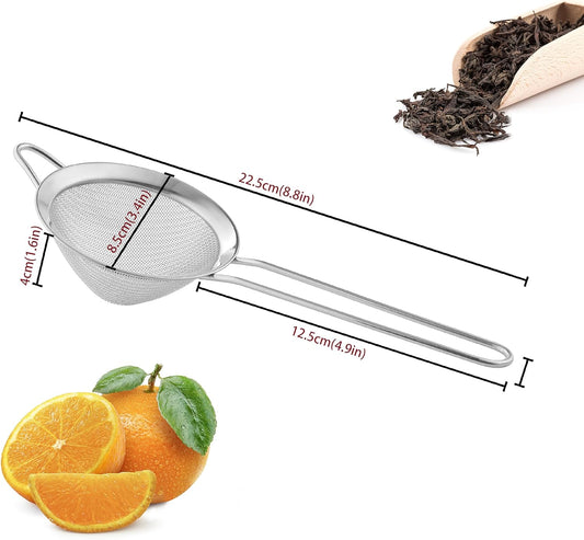 9 Pack Fine Mesh Strainer, Stainless Steel Cocktail Strainer Set with Handle for Tea, Coffee, Juice – Dishwasher Safe