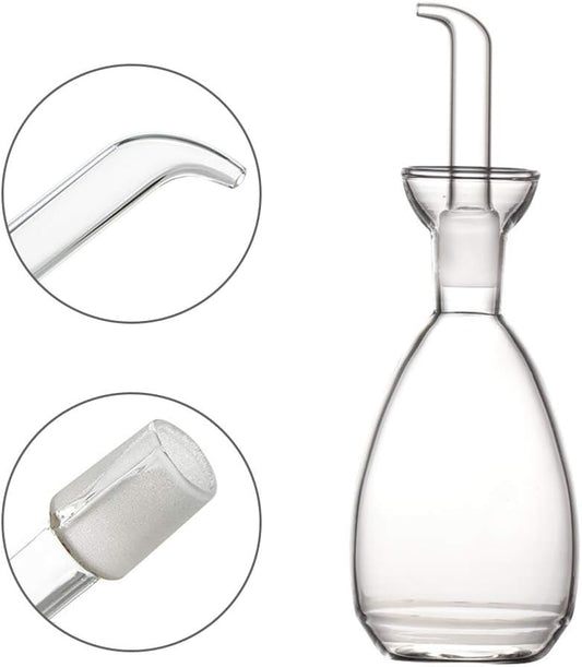Affogato Glass Oil Bottle with Spout, Olive Oil Dispenser Vinegar Drizzler Pourer Stopper Pot, Soy Sauce Vinegar Cruet Non Drip Heat-Resistant for Cooking Kitchen Restaurant BBQ (15 oz)