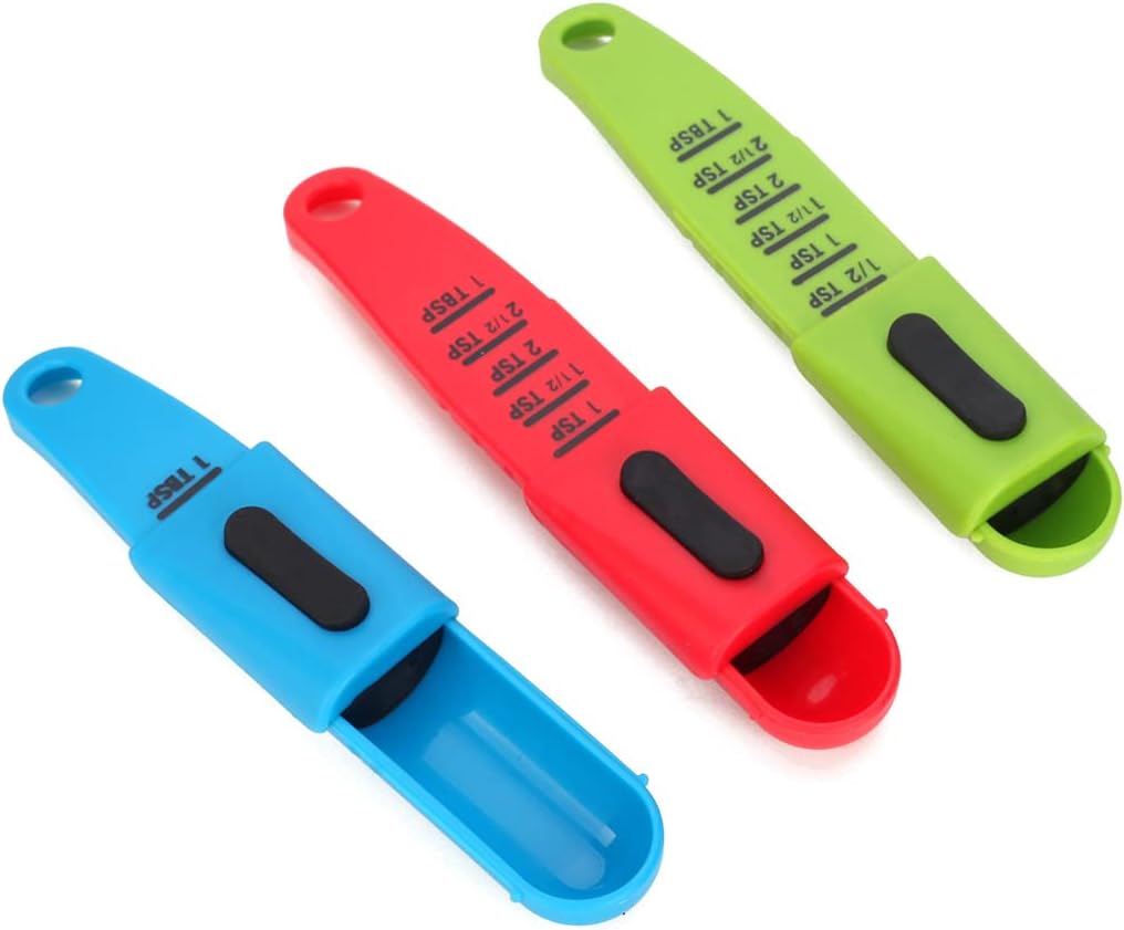 2 PCS Adjustable Measuring Spoon Set,Adjustable from 1/2 Teaspoon to 1, Measuring Dry/Liquid Ingredients,Metering Spoon for Baking,Cooking,Powder (blue)