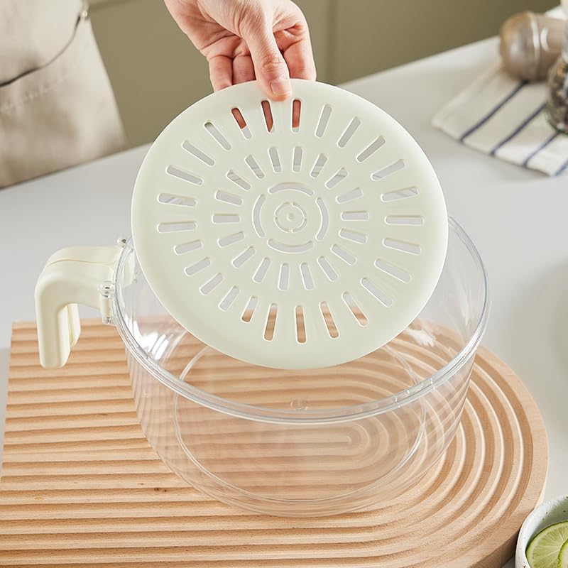 Fruit and Salad Washing Bowl with Strainer,Colander for Kitchen,Multi-Functional Vegetable and Food Drainer with Lid And Handle,Portable Fruit and Salad Containers for Fridge,BPA Free