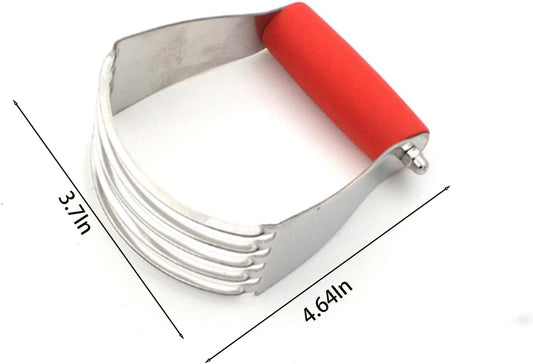 Dough Blender Pastry Cutter Kitchen Cutter with 5 Durable Stainless Steel Blades Non Slip Rubber Handle Ergonomic Design Ideal for Mixing Cutting and Blending Ingredients Perfect for Home Bakers,Red