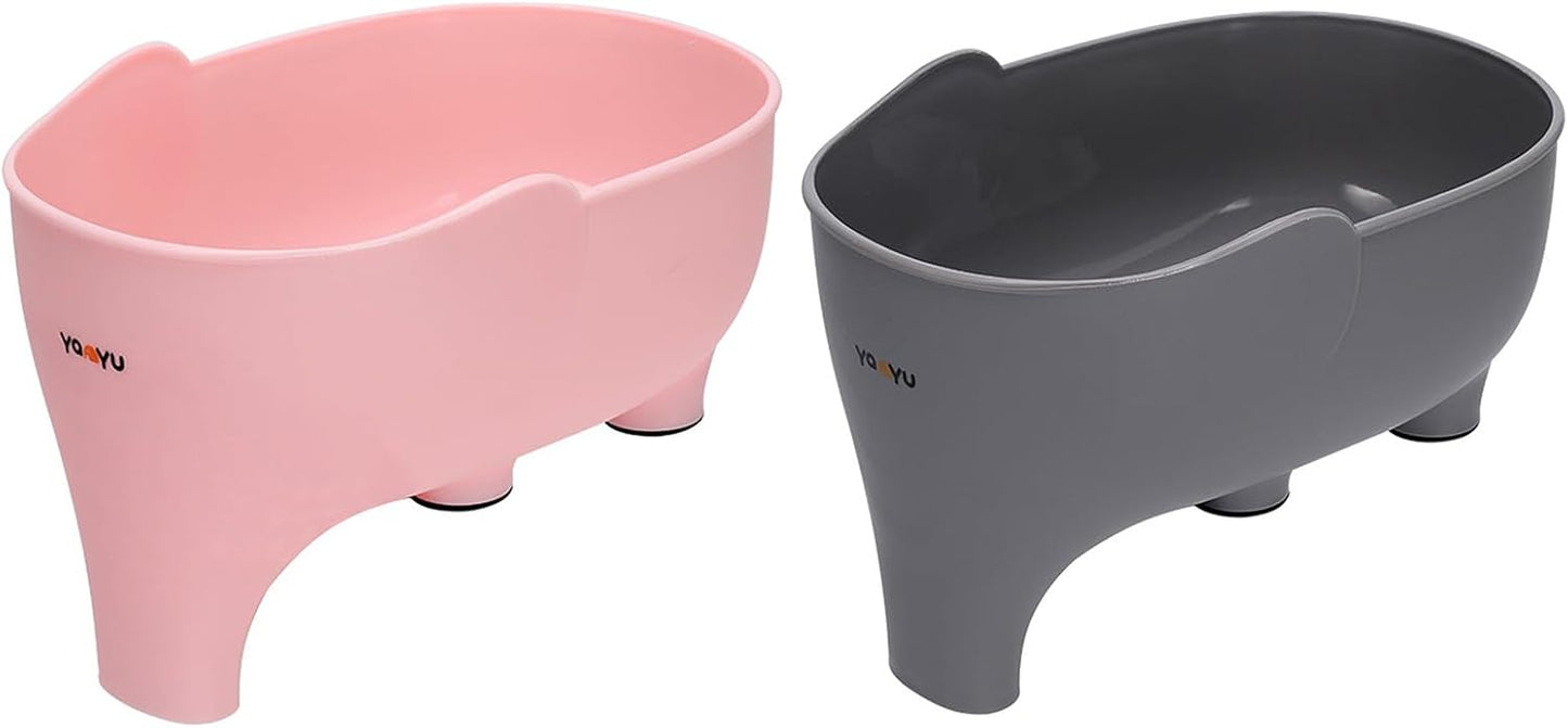 Vegetables Washing Basket Elephant Drainage Basket Fruit Basket for Draining Pasta Noodles Kitchen, PP Material, 22x14x10cm (Pink)