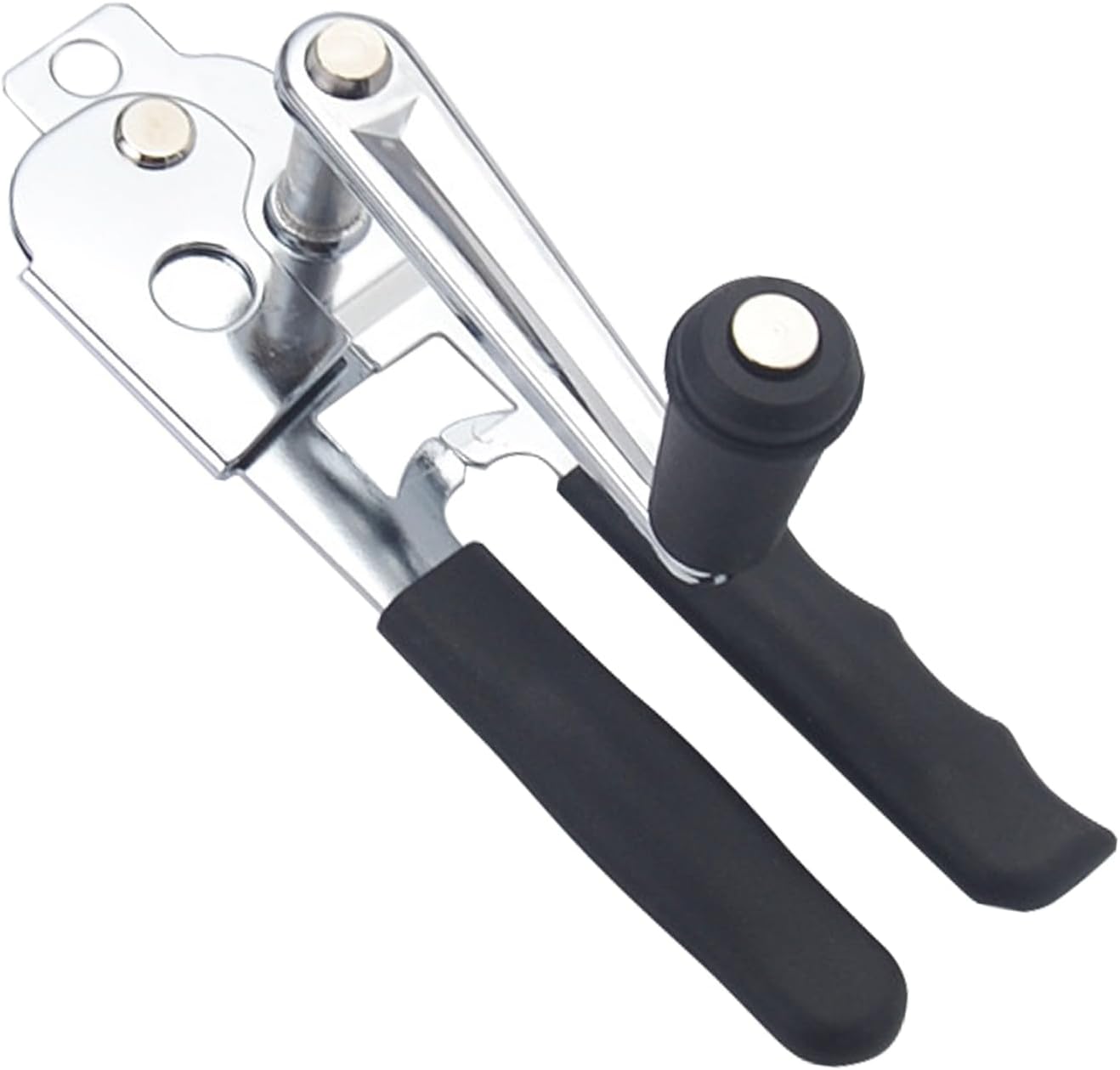 Stainless Steel Can Opener, Heavy Duty Hand Crank Manual Can Openers, Handheld Cans Opener with Smooth Edge, Long Handle, Kitchen Camping Tools(COLOR:Black)
