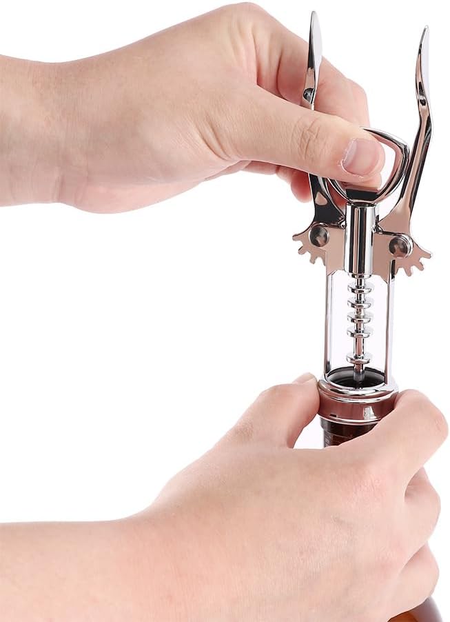Stainless Steel Wing Corkscrew Wine Opener,Portable Waiters Corkscrew Cork and Beer Cap Bottles Opener Remover for Kitchen Restaurant Bars Use