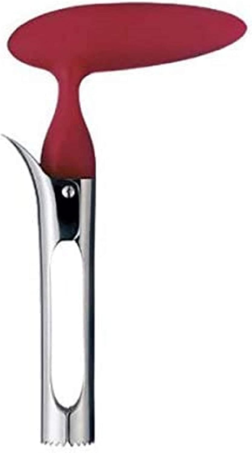 2 PACK - Apple Corer Lever Tool by BRIGHT KITCHEN Stainless Steel Pear Fruit Seed Remover Cherry Red Grip with Serrated Blade