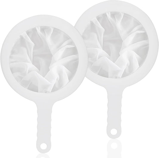 Uenhoy 2 Pcs Ultra-Fine Nylon Mesh Strainers 120/200 Mesh Kitchen Food Yogurt Mesh Sieve, Plasitc Colander with Handle, Sieve Filter for Food Tea Juice Coffee Milk Liquids