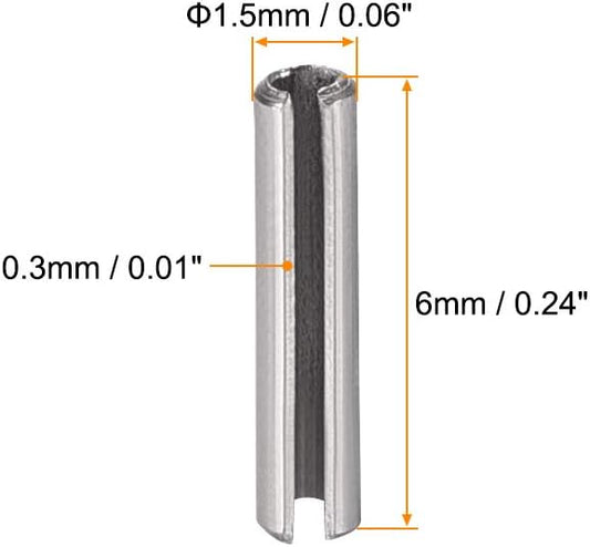 uxcell Slotted Spring Pin - M4 x 30mm 304 Stainless Steel Split Spring Roll Dowel Pins Plain Finish 20Pcs