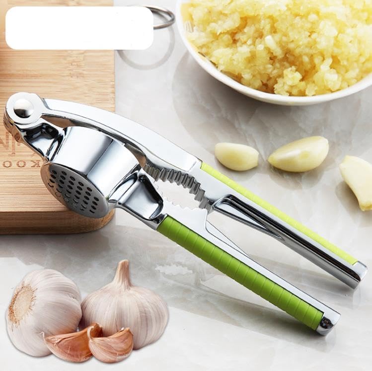 Garlic Press, Stainless Steel with Yellow Handles, Manual Kitchen Tool