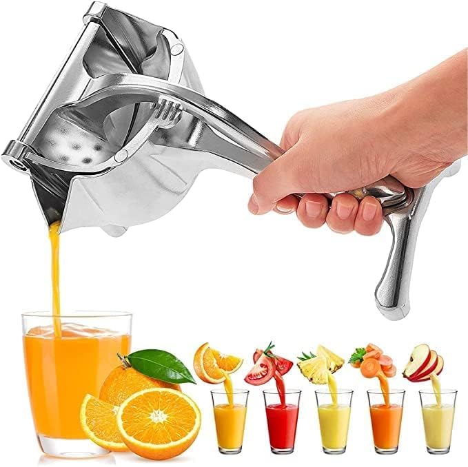 Manual Hand Press Fruit Juicer with Heavy Quality Detachable Lever for Citrus Lime Juicer or Orange Juicer, Steel Handle Juicer for Instant Juice (Aluminium, Silver
