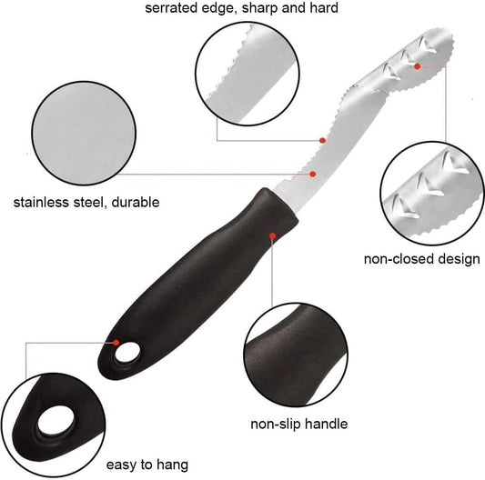 Jalapeno Corer Tool with Serrated Slice and Rubber Handle Easily Seed Remover or Slice off Vegetables tops for Efficient Cooking and Grilling