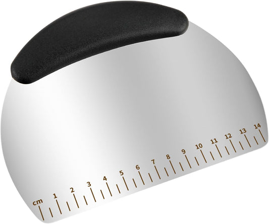 Professional Stainless Steel Dough Cutter and Scraper Combo - 2-in-1 Baking Tool for Bread, Pizza & Pastry | Multi-Use Bench Scraper with Kitchen Utensils Grip (Heavy Duty Dough Tool) (Silver/cream)