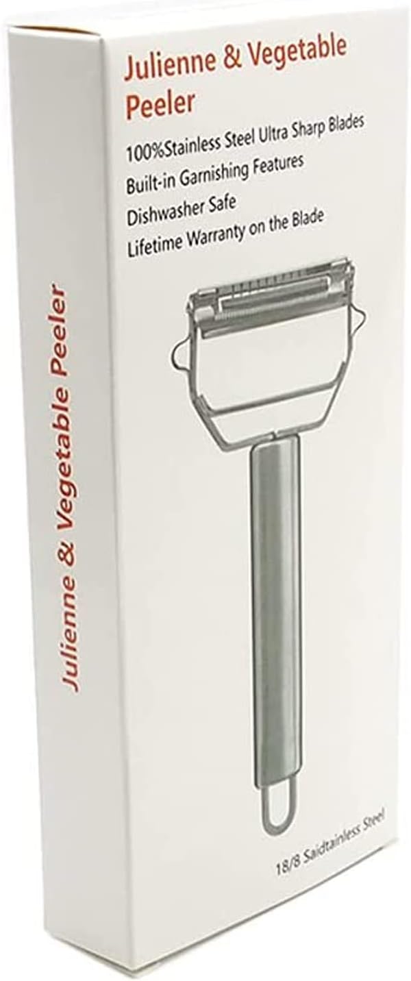 Ultra Sharp Vegetable Peeler,Stainless Steel 2 in 1 Julienne Vegetable Peeler With Brush Perfect for Carrot Potato Cucumber Gadget Vegetable Fruit (Silver)