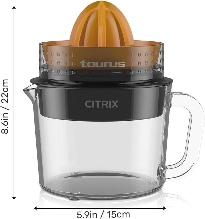 Citrus Juicer with 2 Interchangeable Cones, Premium Glass Container, Easy-to-Clean, Compact Design, Perfect for Limes, Oranges, and Lemons - Durable, Hygienic, and Versatile for Everyday Use