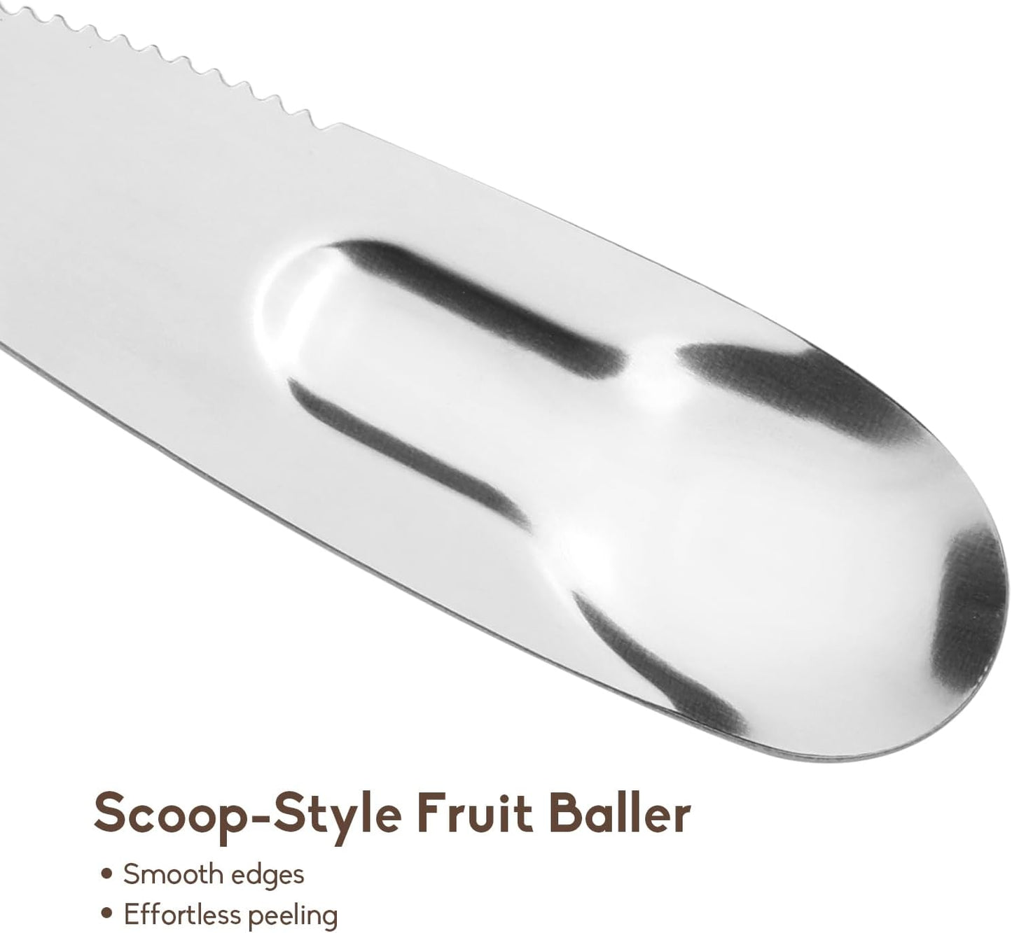 6pcs Stainless Steel Kiwi Knife and Spoon, 2-in-1 Flexible Kiwi Peeler and Fruit Scoop Tool, Multipurpose Mango Slicer and Avocado Cutter for Kitchen and Travel, Silver