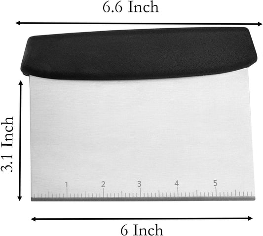 Dough Cutter, 6.6 Inch Stainless Steel Dough Scraper with Scale for Cutting of Pizza, Cake and Dough (1)