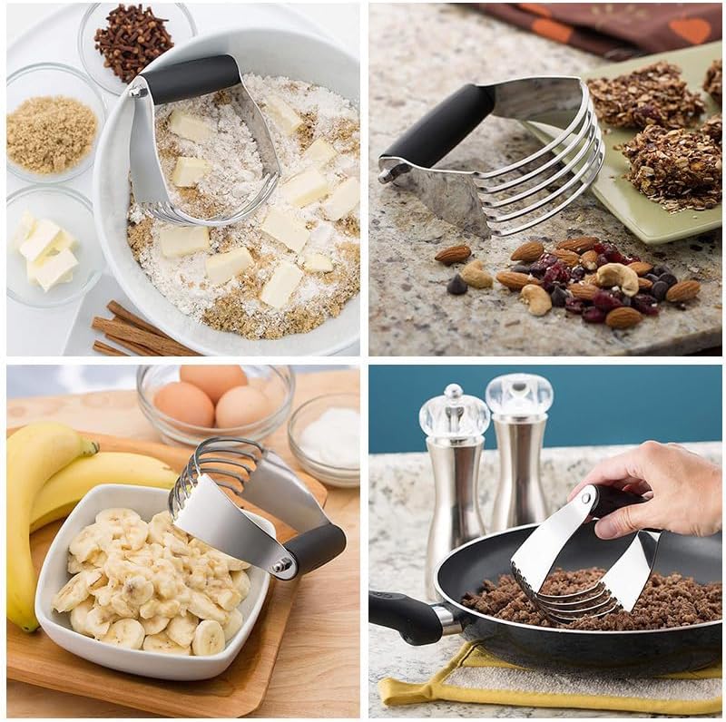 Dough Blender, Professional Heavy Duty Stainless Steel Pastry Dough Cutter Butter Cutter with Blades (1, Black)