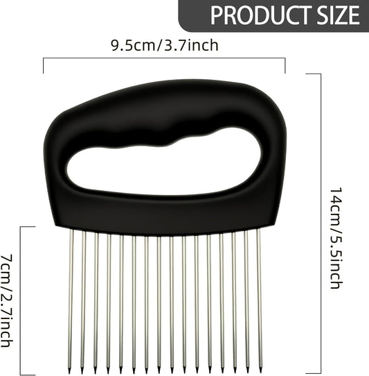 Extra-Large Onion Holder for Slicing, Onion Cutter Vegetable Chopper, Extra-Large Tomato Slicer with 16 Long Needles, Stainless Steel Tomato Potato Slicer, Meat and Food Slicing