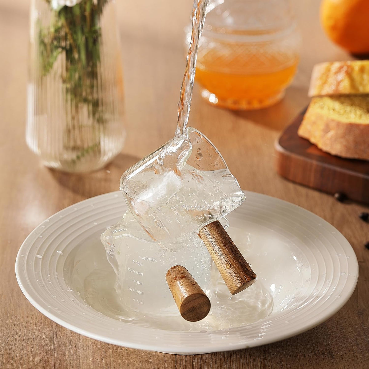 Espresso Shot Cups, 4 OZ Double Spouts Cups, Shot Glasses with Handle