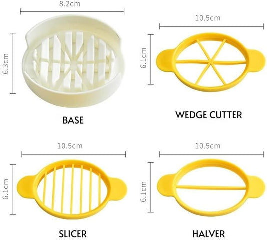 3-in-1 Egg Slicer for Hard-Boiled Eggs, Preserved Eggs, Century Eggs – Multi-Functional Kitchen Egg Cutter with Stainless Steel Wires – Cross-Border Household Tool for Even, Clean Cuts (Yellow)