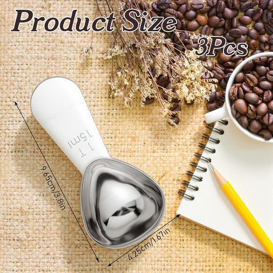3pcs 1 Tbsp Stainless Steel Measuring Spoon, 1 Tablespoon Coffee Scoopers for Ground Coffee, Short Handle for Flour Tea Sugar Fits into Canisters