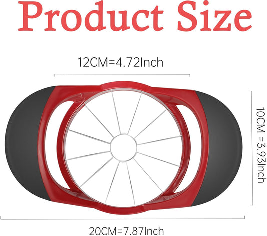 Apple Slicer,4.72 Inch Apple Corer and Slicer -Apple Cutter,Red | Stainless Steel Corer, 12 Sharp Blades,Anti-slip Handle,Hand wash/Dishwasher