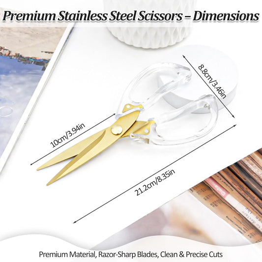 8.27-Inch Golden Kitchen Shears, Titanium-Coated Stainless Steel Cooking Scissors, Dishwasher Safe Utility Meat Scissors with Acrylic Handle