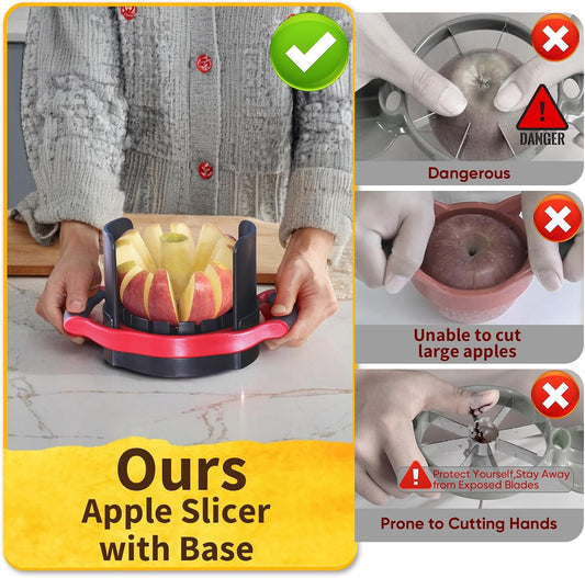 Newness 5.12 In Large Apple Slicer, Cut 12 Thin Slices All the Way Through, HEAVY - DUTY Stainless Steel Apple Corer & Slicer for Fruits & Vegetables - Dishwasher Safe