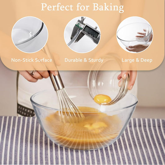 Large Glass Bowl for Sourdough Bread Making, 4.7 Quart Glass Mixing Bowl for Sourdough Bread with Lid, Clear Breads Proofing Bowl with Covers, Ideal for Kitchen, Storage