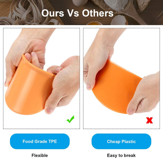 2 Pcs Bowl Scraper Dough Bench Scraper Baking Flexible Spatula | Versatile Kitchen Set, Multipurpose Curved, Pastry Flat Edge Mixing Bowl Cutter Silicone for Cake Icing Bread Fondant