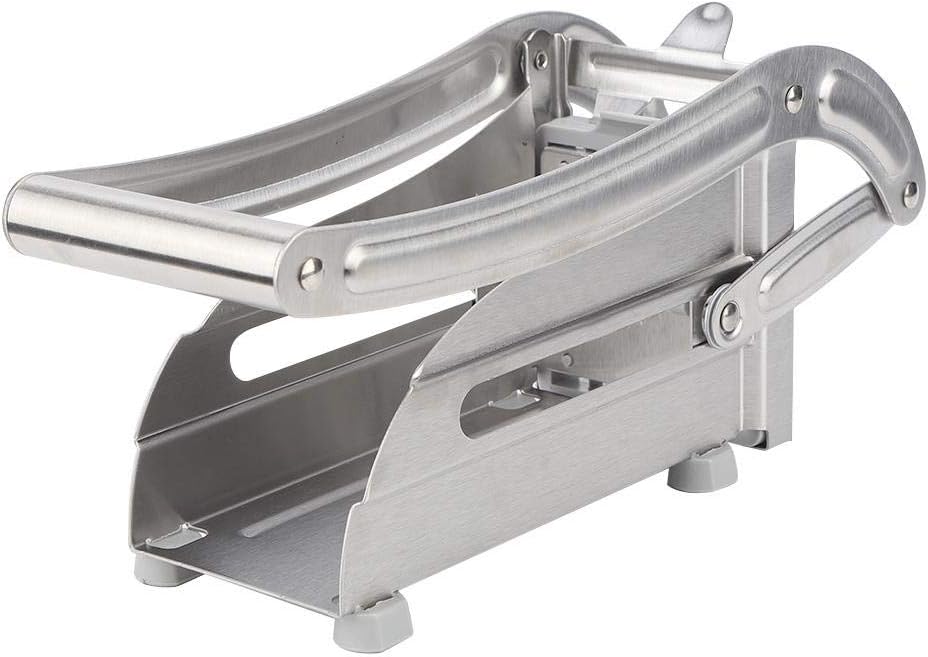 French Fry Cutter, Stainless Steel Potato Cutter with Non-Slip Feet, 2 Blade Size for Homemade Chips, Fries & Veggie Slices