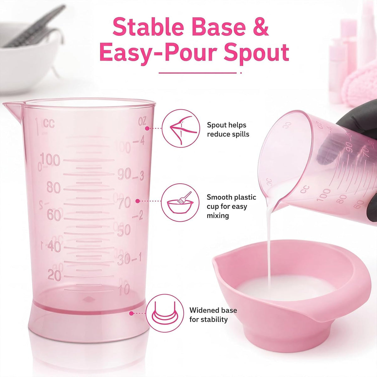 2 Pcs Hair Dye Measuring Cups 4 oz Hair Color Measuring Cups Easy to Read Color Beaker Plastic Liquid Beaker with Graduated Scale for Salon Use Home DIY Dyeing Tools
