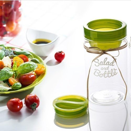 Salad Bottle Set of 2, with Leak Proof Salad Sauce Dressing Case (Pink, Green)