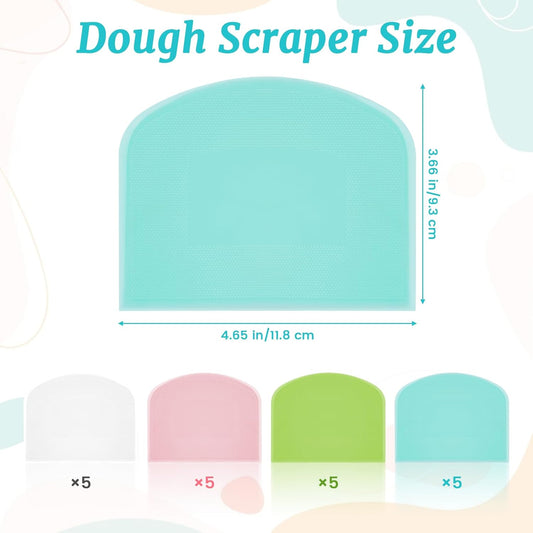 20 Pcs Plastic Dough Scraper, Sourdough Bread Baking Supplies, Multipurpose Flexible Dough Cutter Bowl Scraper Tool, Baking Bench Scraper Kitchen Tools for Cake Bread Pizza Pastry Icing Fondant