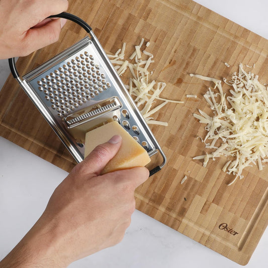 Helmsdale Flat Cheese Grater With Anti-Slip Handle, Stainless Steel Zester/Multi-Functional Tool for Kitchen Preperation, Black