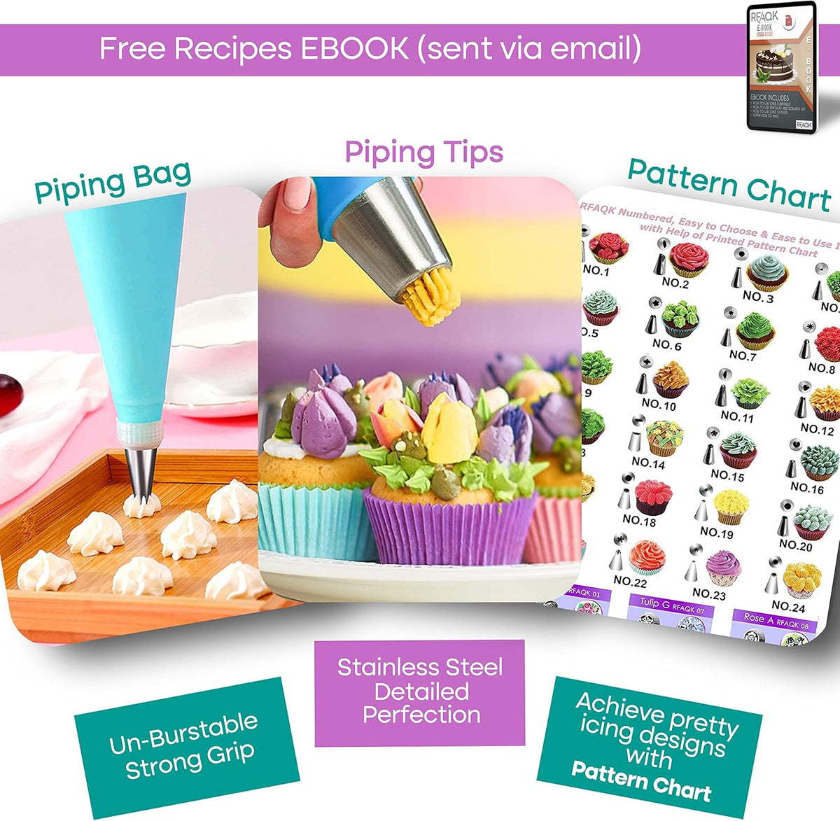 90PCs Cake Decorating Kit for Beginners, Baking Supplies Includes Cake Turntable, Cake Leveler, 24 Icing Piping Tips, 56 Piping Bags, 2 Couplers, Spatulas, Scrapers, Video Course and Booklet